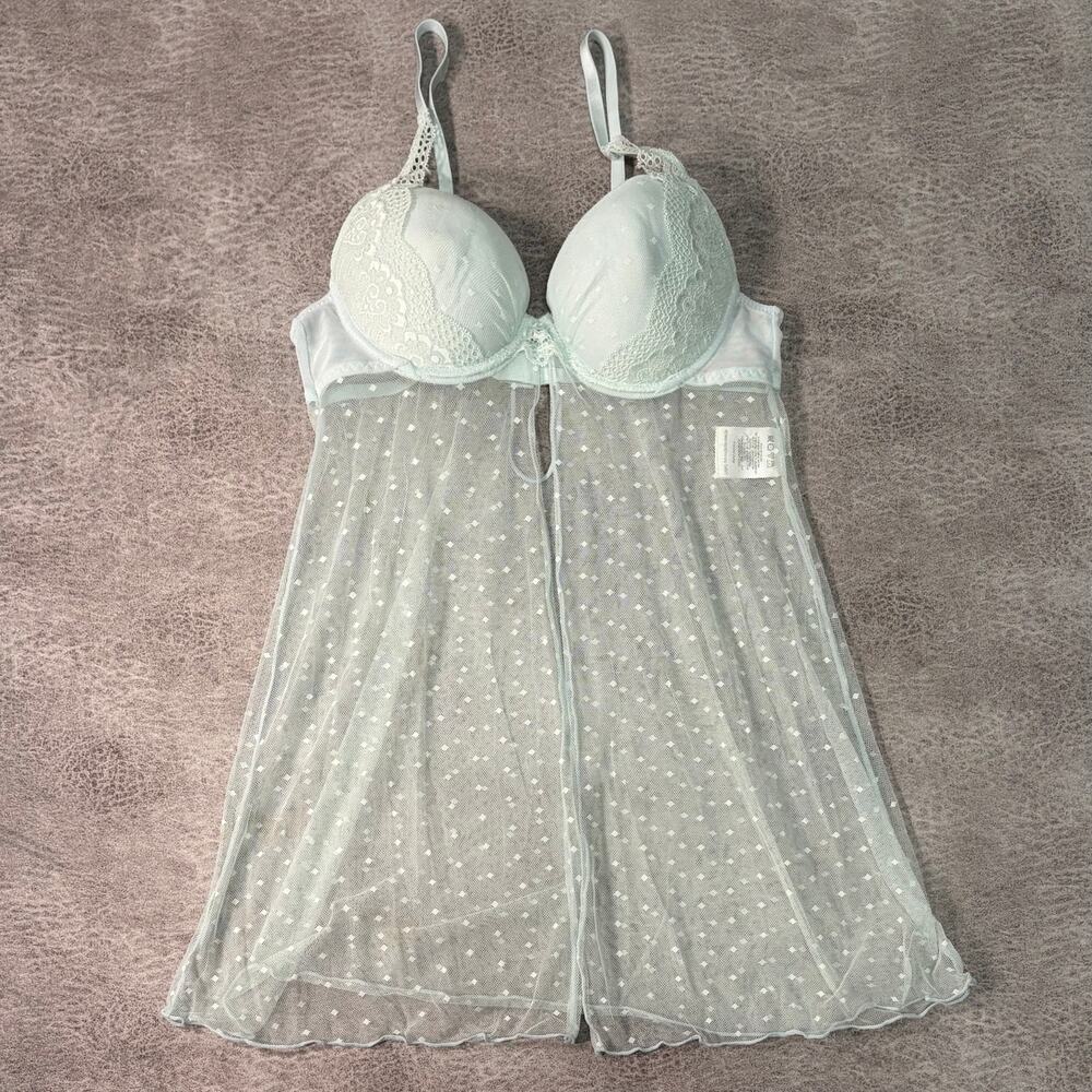 Mint Flora Polka Dot Sheer Babydoll